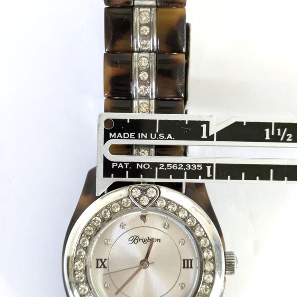 Brighton Dana Point Tortoiseshell Quartz Watch Swarovski Crystals New Battery - Picture 14 of 14